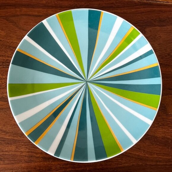 Target By Julia Minasian 6.5” Plates Set Of 4 Ceramic Striped Pink Red Teal Gold - Picture 5 of 10